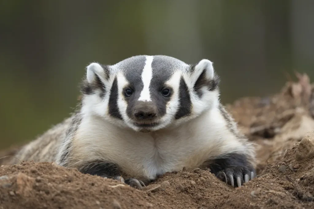 American Badger Resting on His Den Site 