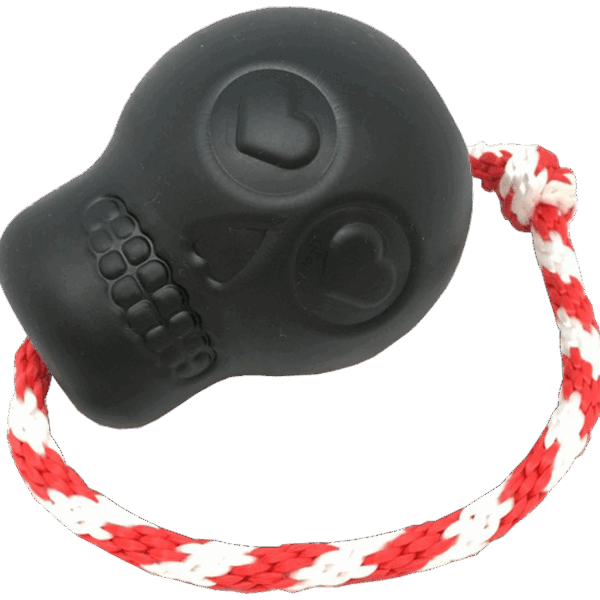 USA-K9 Skull Durable Rubber Chew Toy, Treat Dispenser, Reward Toy, Tug Toy, and Retrieving Toy