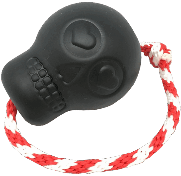 USA-K9 Skull Durable Rubber Chew Toy, Treat Dispenser, Reward Toy, Tug Toy, and Retrieving Toy